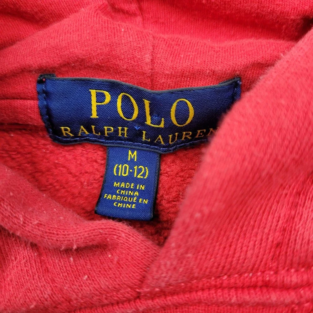 Polo Ralph Lauren Hoodie Boys Medium Red Skiing Polo Bear